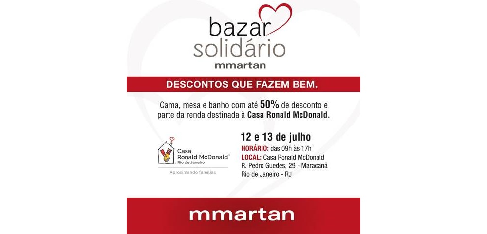 Loja mmartan promove bazar beneficente em prol da Casa Ronald McDonald-RJ